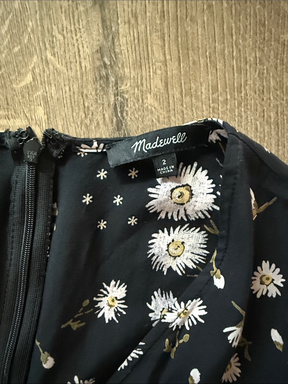 Madewell Black Floral V-Neck Midi Dress - Picture 10 of 11
